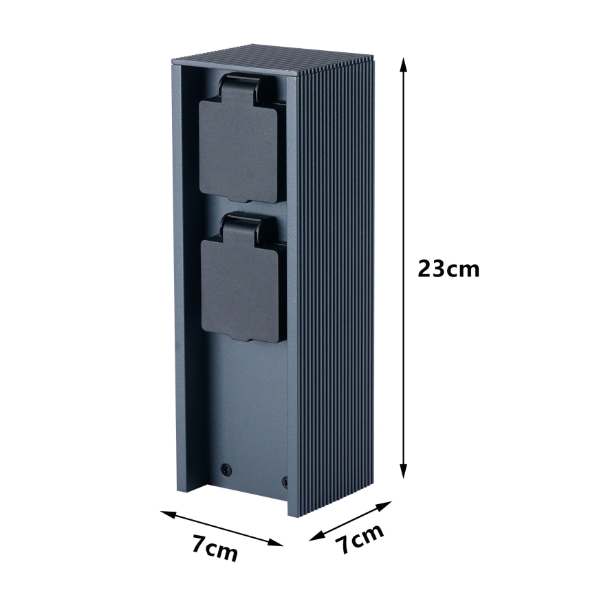 Brilagi - Välipistikupost PILLAR 2x SCHUKO 230V IP44 antratsiit