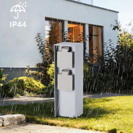Brilagi - välipistikupost PILLAR 2Z SCHUKO 230V IP44 hõbedane