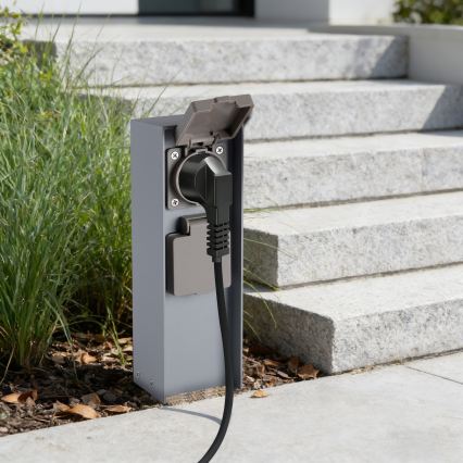 Brilagi - välipistikupost PILLAR 2Z SCHUKO 230V IP44 hõbedane