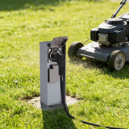 Brilagi - välipistikupost PILLAR 2Z SCHUKO 230V IP44 hõbedane