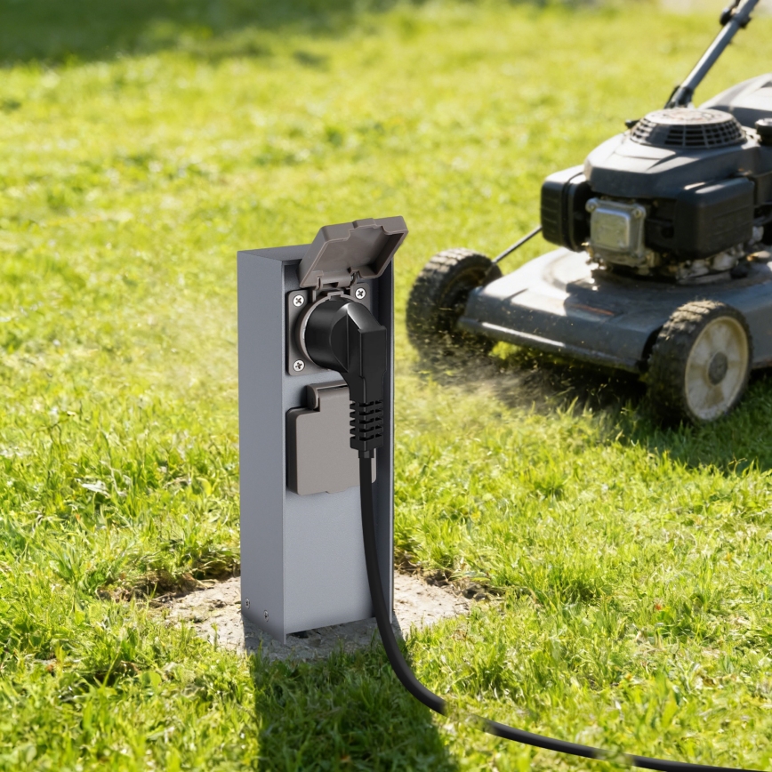 Brilagi - välipistikupost PILLAR 2Z SCHUKO 230V IP44 hõbedane