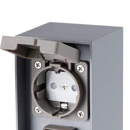 Brilagi - välipistikupost PILLAR 2Z SCHUKO 230V IP44 hõbedane