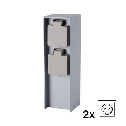 Brilagi - välipistikupost PILLAR 2Z SCHUKO 230V IP44 hõbedane
