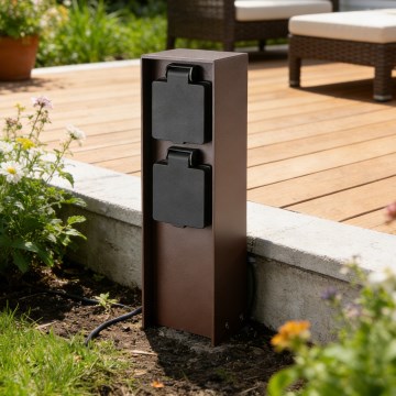 Brilagi - välipistikupost PILLAR 2Z SCHUKO 230V IP44 pruun