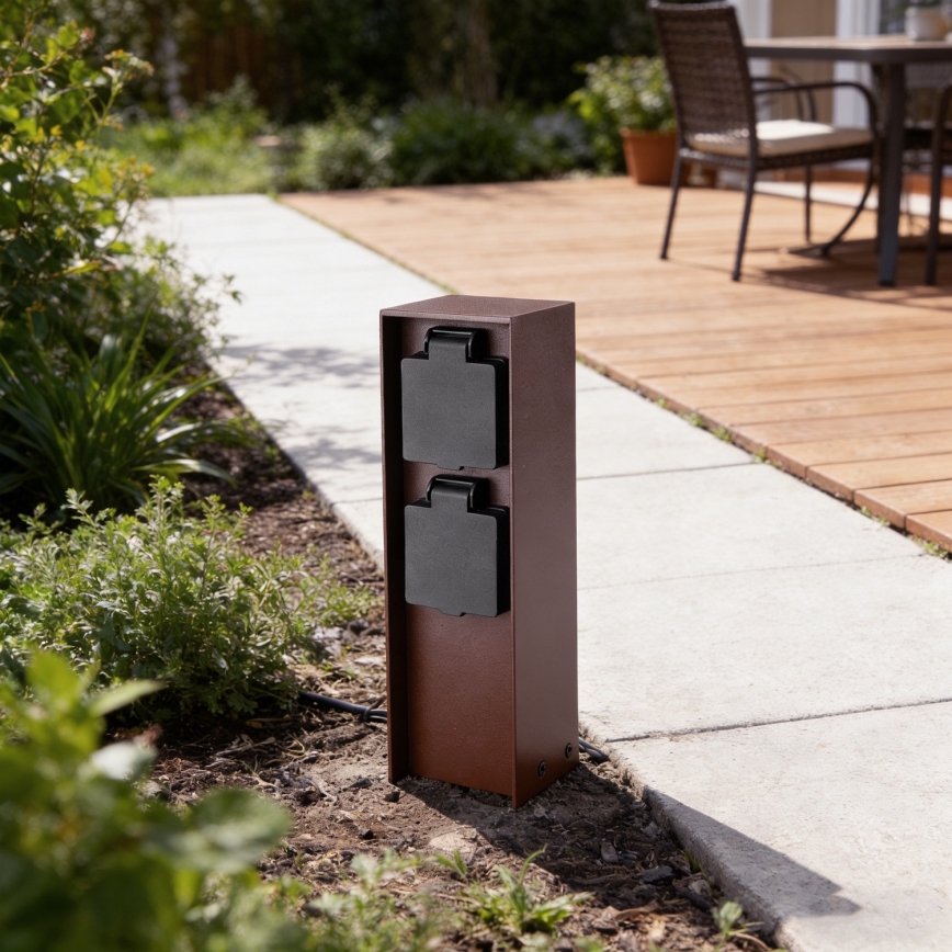 Brilagi - välipistikupost PILLAR 2Z SCHUKO 230V IP44 pruun