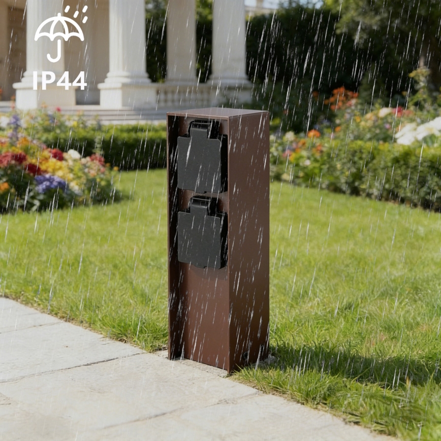 Brilagi - välipistikupost PILLAR 2Z SCHUKO 230V IP44 pruun