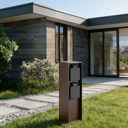 Brilagi - välipistikupost PILLAR 2Z SCHUKO 230V IP44 pruun