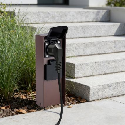 Brilagi - välipistikupost PILLAR 2Z SCHUKO 230V IP44 pruun