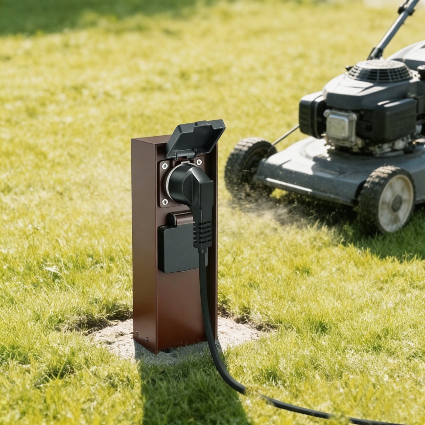 Brilagi - välipistikupost PILLAR 2Z SCHUKO 230V IP44 pruun