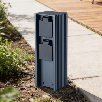 Brilagi - Välipistikupost PILLAR 2× SCHUKO 230V IP44 antratsiit