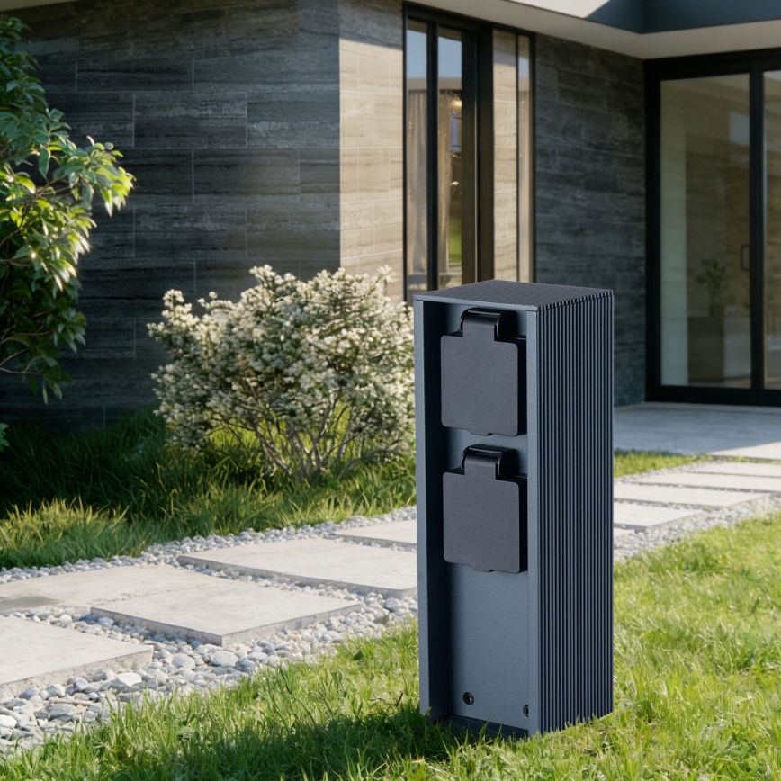 Brilagi - Välipistikupost PILLAR 2× SCHUKO 230V IP44 antratsiit