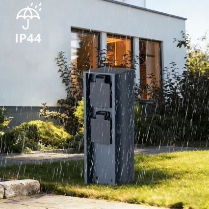 Brilagi - Välipistikupost PILLAR 2× SCHUKO 230V IP44 antratsiit