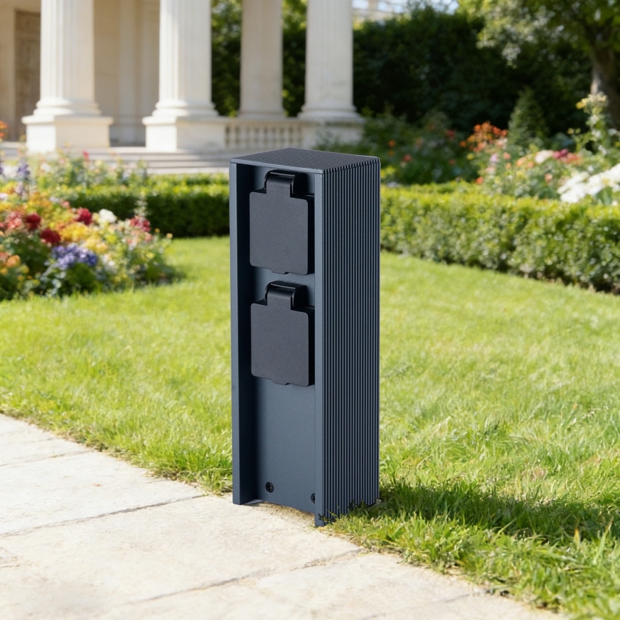 Brilagi - Välipistikupost PILLAR 2× SCHUKO 230V IP44 antratsiit