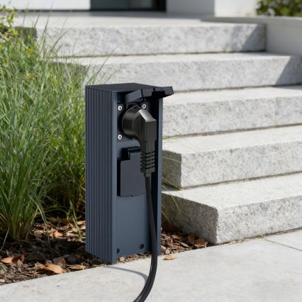 Brilagi - Välipistikupost PILLAR 2× SCHUKO 230V IP44 antratsiit
