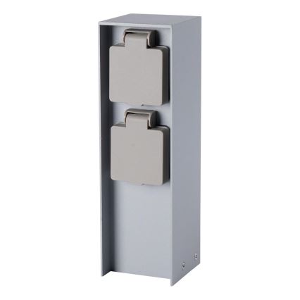 Brilagi - Välipistikupost PILLAR 2× SCHUKO 230V IP44 hõbedane