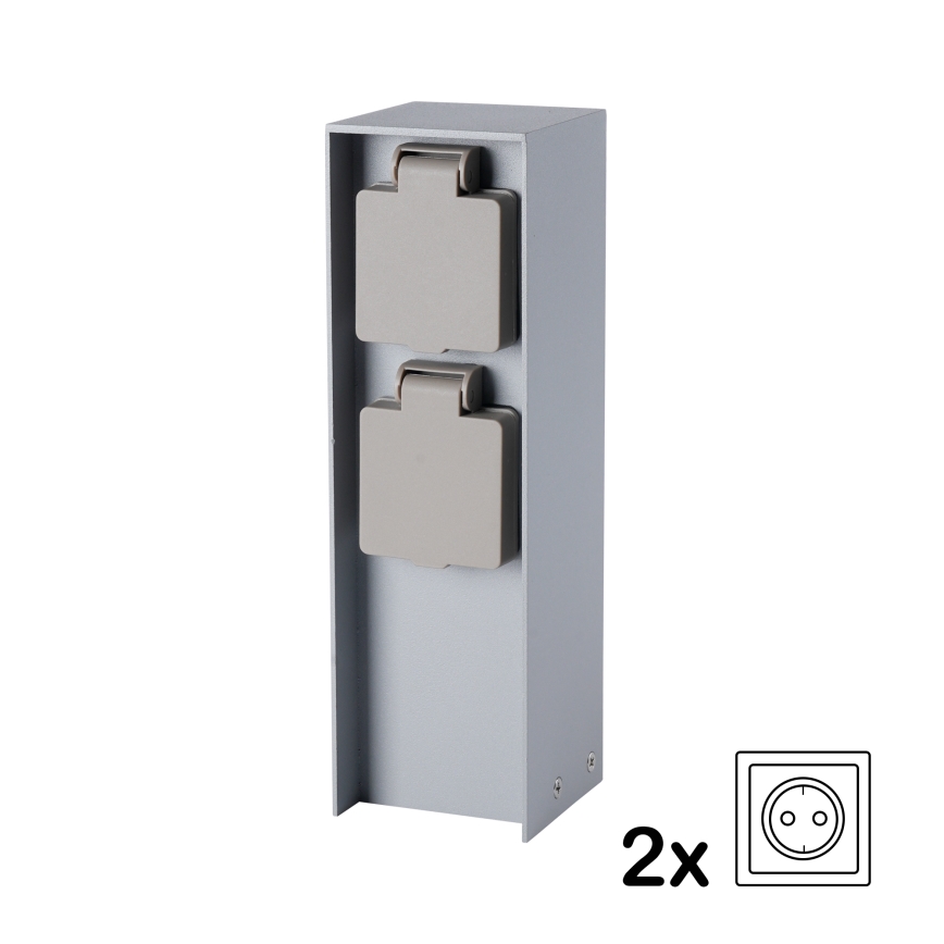 Brilagi - Välipistikupost PILLAR 2× SCHUKO 230V IP44 hõbedane