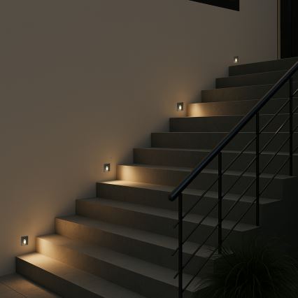 Brilagi - välis-süvistatav LED-valgusti STAIRDOT LED/2W/230V must IP65 ruudukujuline