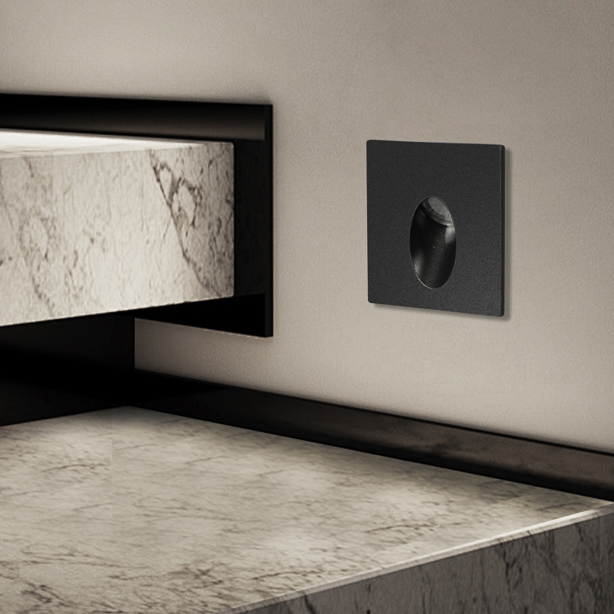 Brilagi - välis-süvistatav LED-valgusti STAIRDOT LED/2W/230V must IP65 ruudukujuline