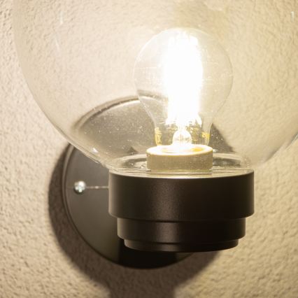 BRILAGI - Välisseinale mõeldud seinavalgusti HARBOR 1xE27/40W/230V IP33 must/läbipaistev