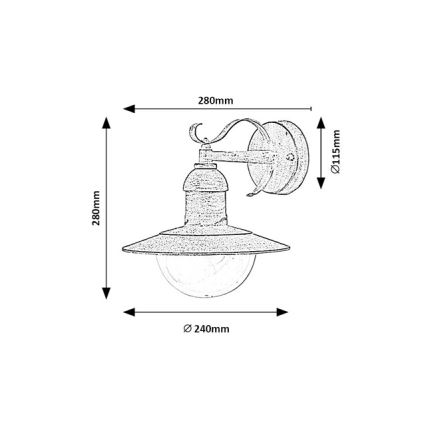 Brilagi - välisseinale mõeldud seinavalgusti MOLDE 1xE27/60W/230V IP44 valge/patina