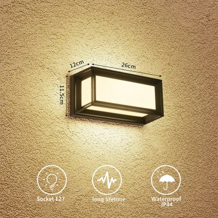 Brilagi - Välisseinale paigaldatav seinavalgusti PARKER 1xE27/60W/230V must IP44