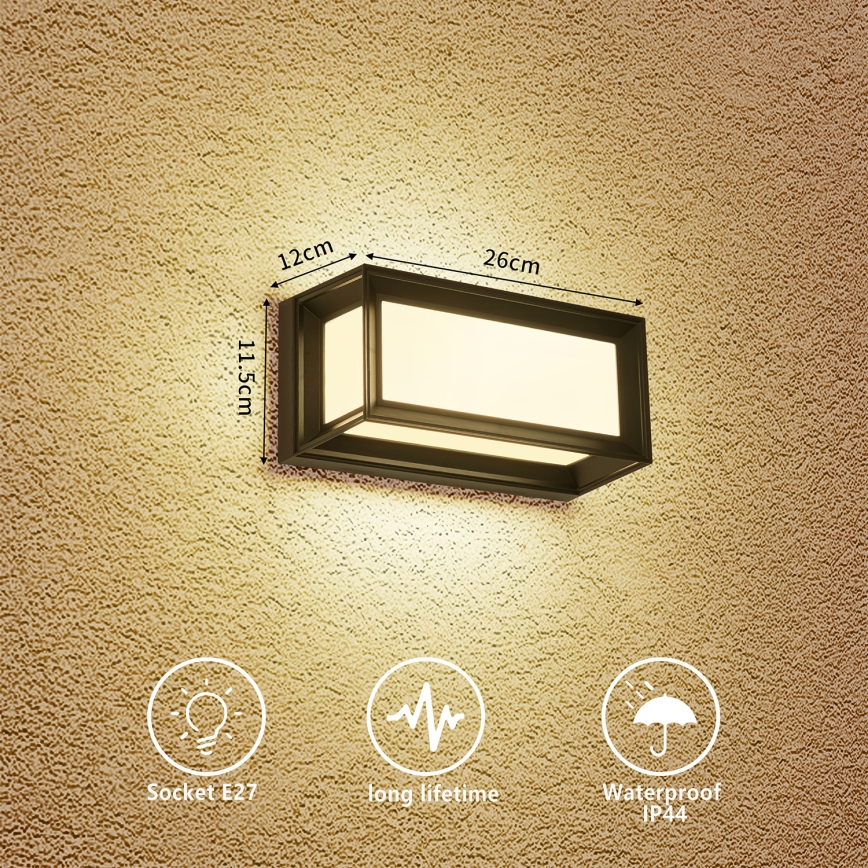 Brilagi - Välisseinale paigaldatav seinavalgusti PARKER 1xE27/60W/230V must IP44