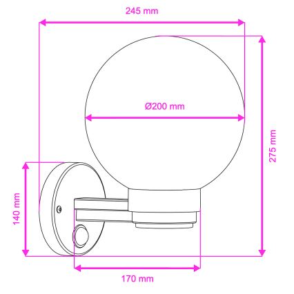BRILAGI - Seinale paigaldatav välisvalgusti liikumisanduriga HARBOR 1xE27/40W/230V IP33 must/selge