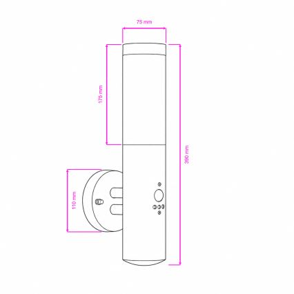 BRILAGI - välisseinavalgusti ELIA anduriga 1xE27/20W/230V IP44 mattkroom