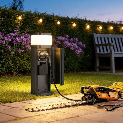 Brilagi - Välisvalgusti PILLAR kahe SCHUKO-pistikupesaga 1xG9/11W/230V IP44 antratsiit
