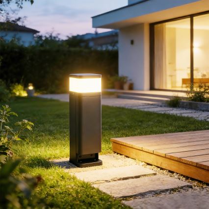 Brilagi - Välisvalgusti PILLAR kahe SCHUKO-pistikupesaga 1xG9/11W/230V IP44 antratsiit