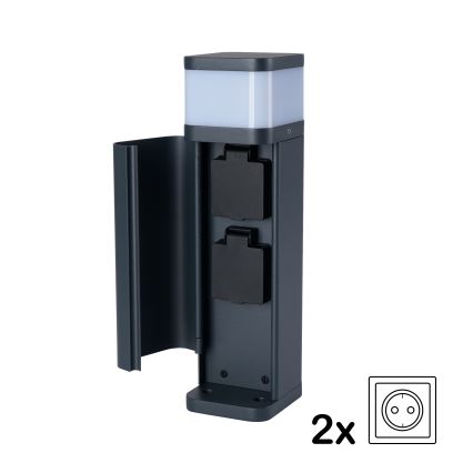 Brilagi - Välisvalgusti PILLAR kahe SCHUKO-pistikupesaga 1xG9/11W/230V IP44 antratsiit