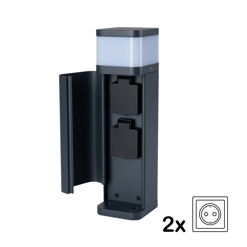 Brilagi - Välisvalgusti PILLAR kahe SCHUKO-pistikupesaga 1xG9/11W/230V IP44 antratsiit