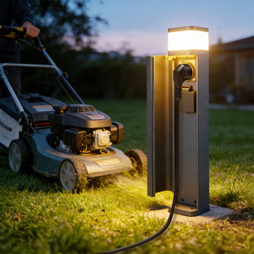 Brilagi - Välisvalgusti kahe SCHUKO-pistikupesaga PILLAR 1xG9/11W/230V IP44 antratsiit