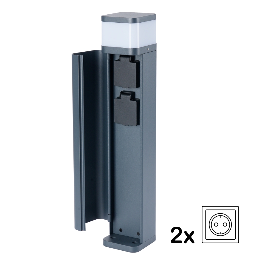 Brilagi - Välisvalgusti kahe SCHUKO-pistikupesaga PILLAR 1xG9/11W/230V IP44 antratsiit