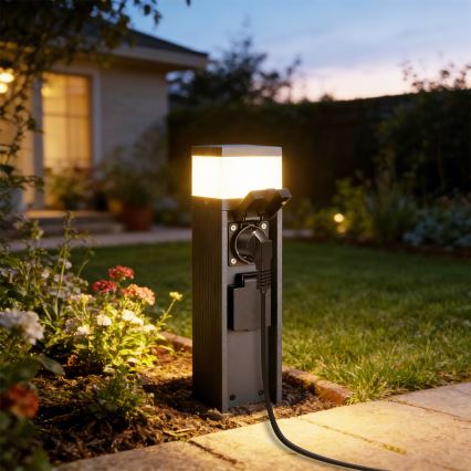 Brilagi -Välisvalgusti 2 SCHUKO-pistikupesaga PILLAR 1xG9/11W/230V IP44 antratsiit