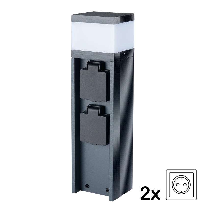 Brilagi -Välisvalgusti 2 SCHUKO-pistikupesaga PILLAR 1xG9/11W/230V IP44 antratsiit