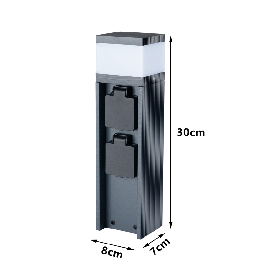 Brilagi -Välisvalgusti 2 SCHUKO-pistikupesaga PILLAR 1xG9/11W/230V IP44 antratsiit