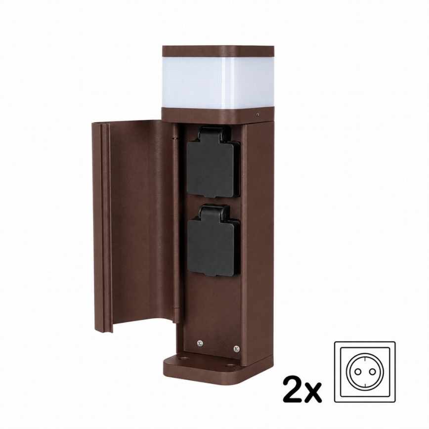 BRILAGI - Välisvalgusti 2 SCHUKO-pistikupesaga PILLAR 1xG9/11W/230V IP44 pruun