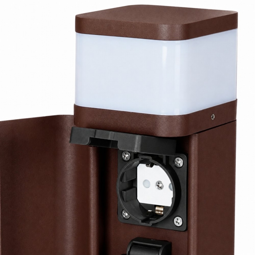 BRILAGI - Välisvalgusti 2 SCHUKO-pistikupesaga PILLAR 1xG9/11W/230V IP44 pruun
