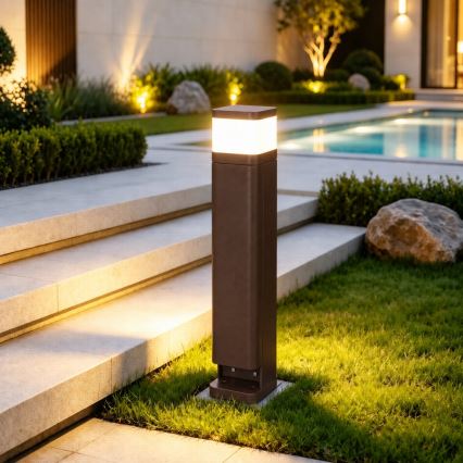 BRILAGI - Välisvalgusti 2 SCHUKO-pistikupesaga PILLAR 1xG9/11W/230V IP44 pruun