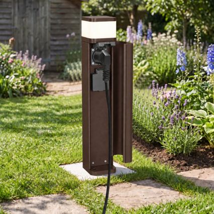 BRILAGI - Välisvalgusti 2 SCHUKO-pistikupesaga PILLAR 1xG9/11W/230V IP44 pruun