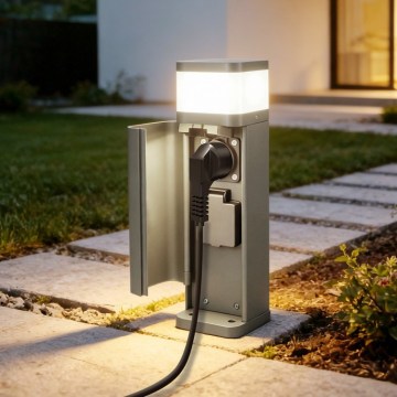 BRILAGI - Välisvalgusti kahe pistikupesaga SCHUKO PILLAR 1xG9/11W/230V IP44 hall