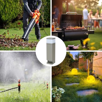 BRILAGI - Välisvalgusti kahe pistikupesaga SCHUKO PILLAR 1xG9/11W/230V IP44 hall