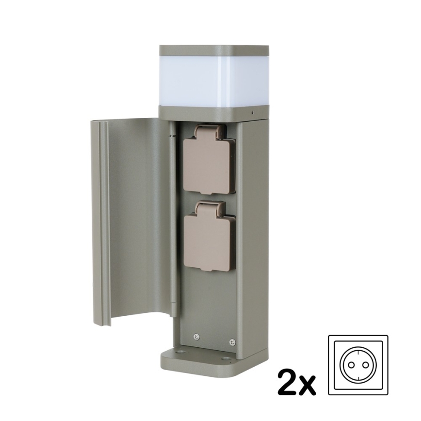BRILAGI - Välisvalgusti kahe pistikupesaga SCHUKO PILLAR 1xG9/11W/230V IP44 hall