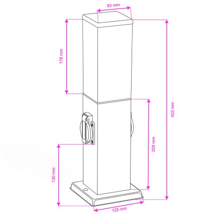 BRILAGI - Välisvalgusti NOVA kahe SCHUKO-pistikupesaga 1xE27/15W/230V 40 cm IP44 must