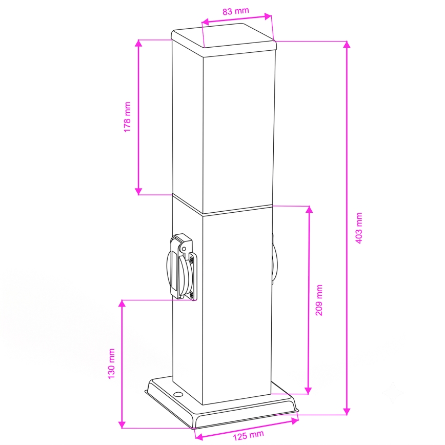 BRILAGI - Välisvalgusti NOVA kahe SCHUKO-pistikupesaga 1xE27/15W/230V 40 cm IP44 must