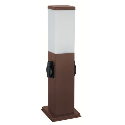 Brilagi - välisvalgusti kahe SCHUKO-pistikupesaga NOVA 1xE27/15W/230V 40 cm IP44 pruun