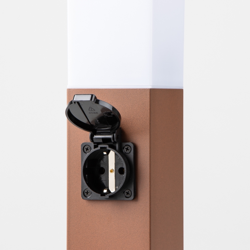 BRILAGI - välisvalgusti kahe SCHUKO-pistikupesaga NOVA 1xE27/15W/230V 40 cm IP44 pruun