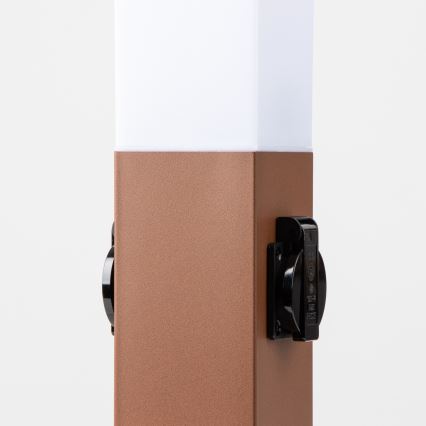 BRILAGI - välisvalgusti kahe SCHUKO-pistikupesaga NOVA 1xE27/15W/230V 40 cm IP44 pruun