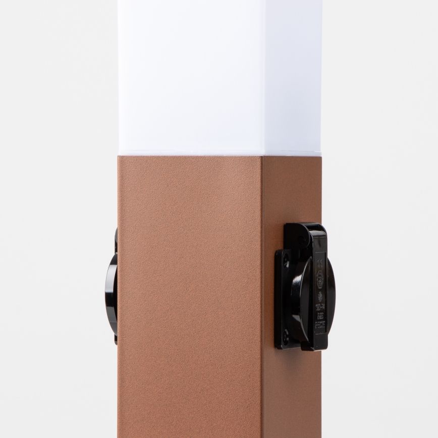 BRILAGI - välisvalgusti kahe SCHUKO-pistikupesaga NOVA 1xE27/15W/230V 40 cm IP44 pruun